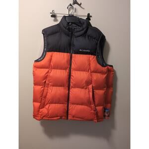 Columbia Pike Lake Puffer Vest Jacket Mens  1 XL Omni-Heat Orange & Black